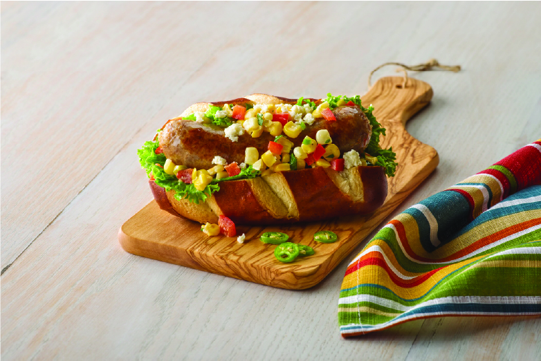 Grilled Bratwurst with Street Corn Salad